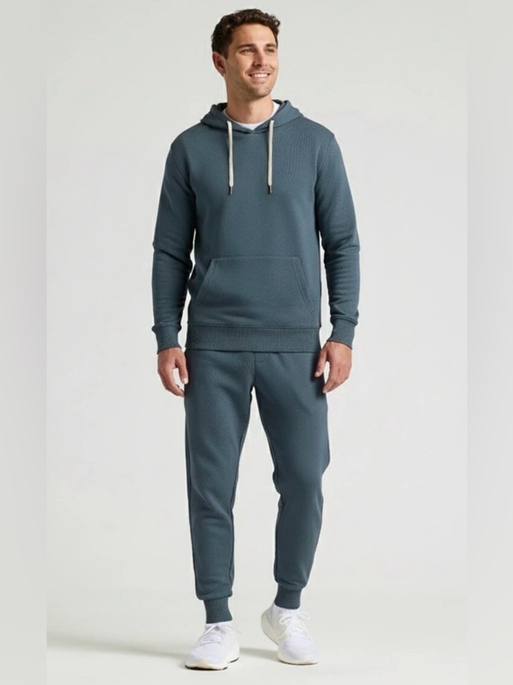 True Classic Mens Slate Blue Stormy Fleece Pullover Hoodie & Joggers Set M